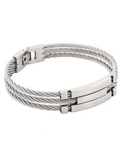 Cudworth Stainless Steel And Cable Wire Bracelet in Silver