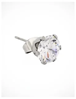 Cudworth Stainless Steel Earring Cubic Zirconia in Silver