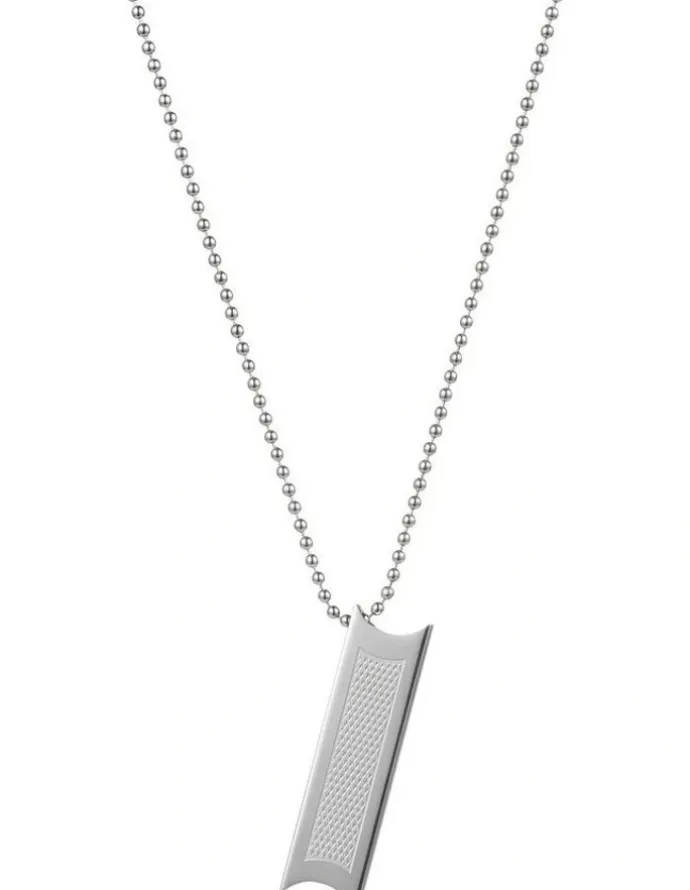 Cudworth Stainless Steel Pendant With Fibreglass Inlay On 50cm in Silver