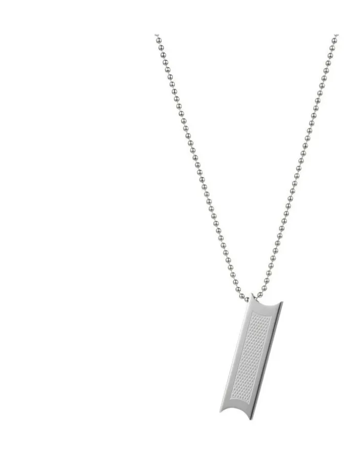Cudworth Stainless Steel Pendant With Fibreglass Inlay On 50cm in Silver
