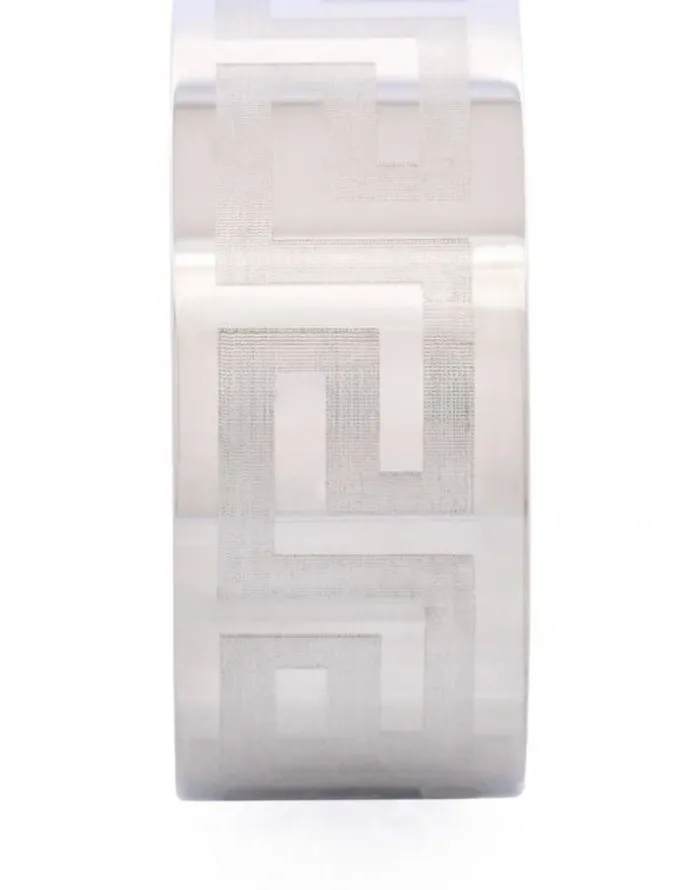 Cudworth Stainless Steel with Greek Key Pattern Ring in Silver