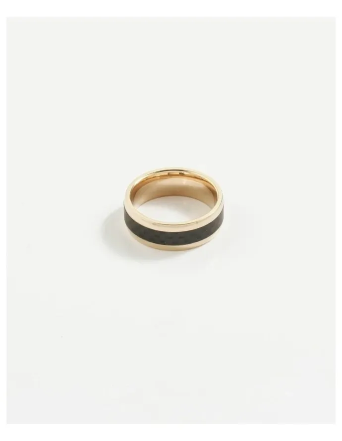 Cudworth Stainless Steel Ion Plated & Carbon Fibre Ring in Rose Gold