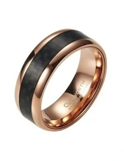 Cudworth Stainless Steel Ion Plated & Carbon Fibre Ring in Rose Gold