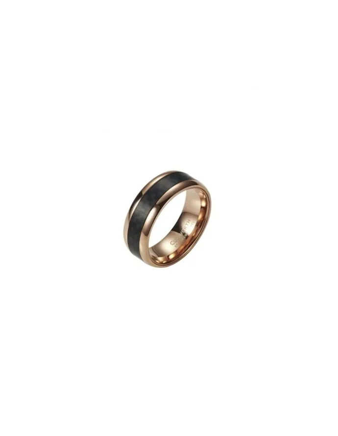 Cudworth Stainless Steel Ion Plated & Carbon Fibre Ring in Rose Gold