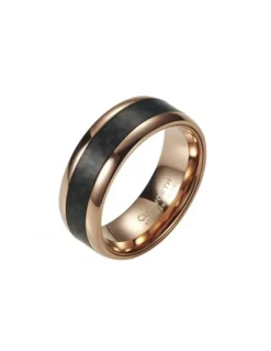 Cudworth Stainless Steel Ion Plated & Carbon Fibre Ring in Rose Gold