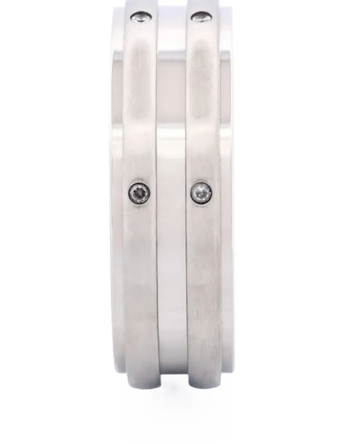 Cudworth Stainless Steel Ring & Cubic Zirconia Ring in Silver