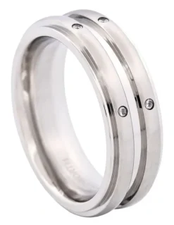 Cudworth Stainless Steel Ring & Cubic Zirconia Ring in Silver