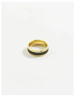 Cudworth Stainless Steel 14K Ion Plated Carbon Fibre Ring in Gold