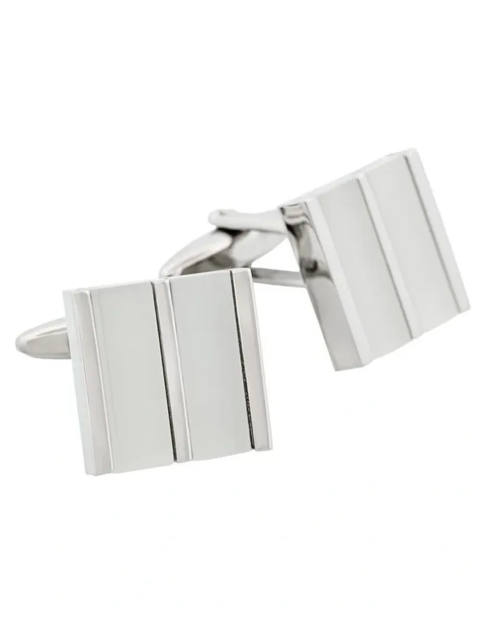 Cudworth Striped Cats Eye Cufflinks in White