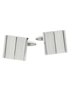 Cudworth Striped Cats Eye Cufflinks in White