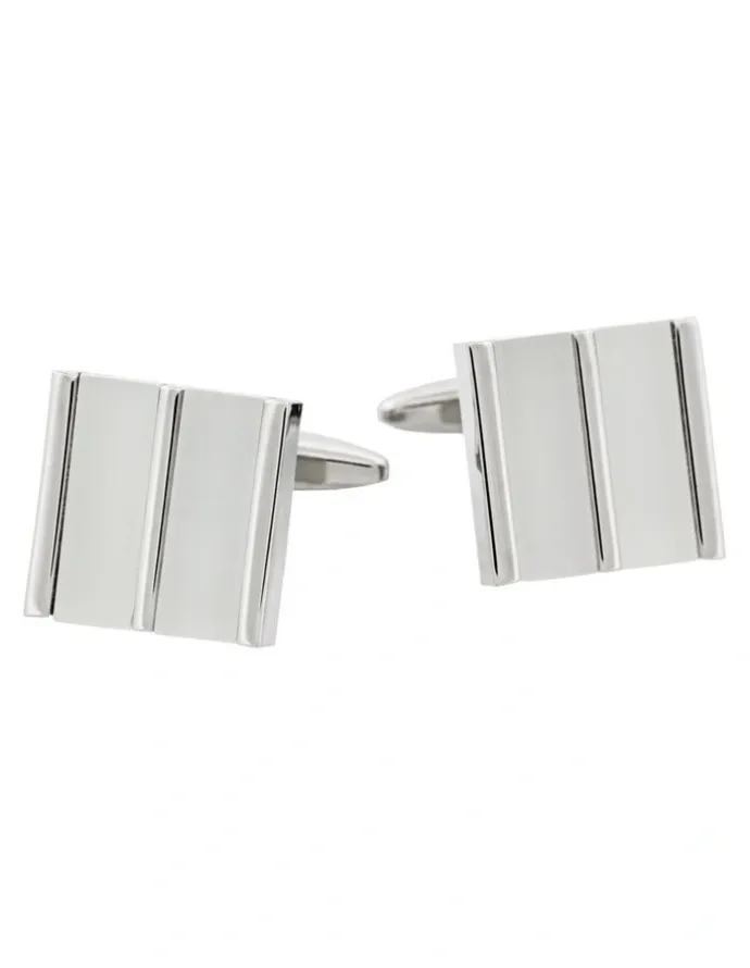 Cudworth Striped Cats Eye Cufflinks in White