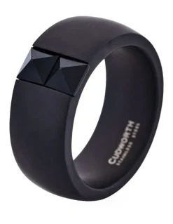 Cudworth Cubic Zirconia on Brushed Ion Plated Stainless Steel Ring in Black