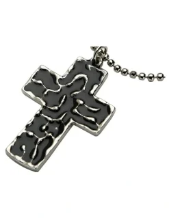 Cudworth Large Enamel Cross on Ball Chain in Black