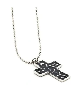 Cudworth Large Enamel Cross on Ball Chain in Black