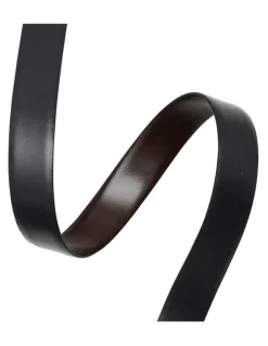 Cudworth Patterned Brown Leather Reversible Belt - Strap Only in Black/Marble