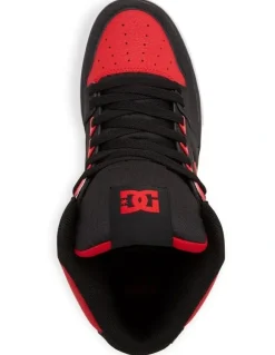 DC Pure High-Top Skate Shoes in Fiery Red/White/Black