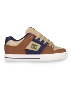 DC Pure Skate Shoes in Brown/Navy/Tan