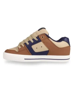 DC Pure Skate Shoes in Brown/Navy/Tan
