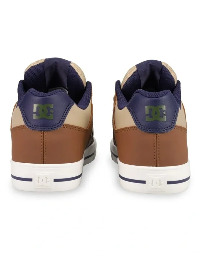 DC Pure Skate Shoes in Brown/Navy/Tan