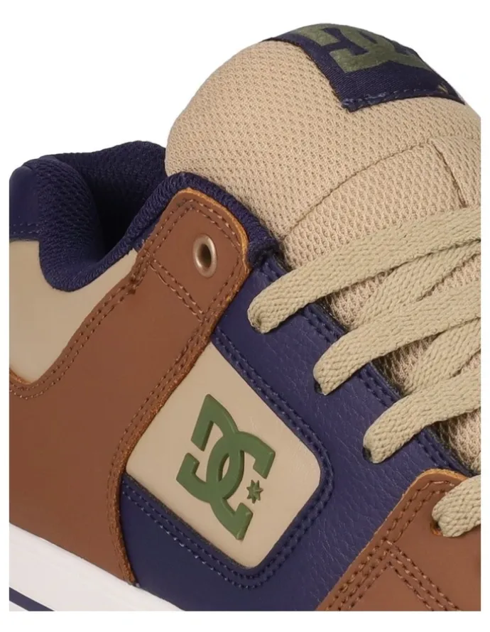 DC Pure Skate Shoes in Brown/Navy/Tan