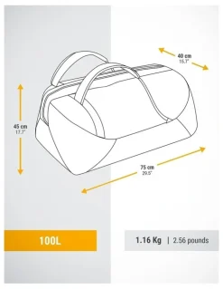 Decathlon Trekking Duffel 100 Basic Carry Bag 100L in Grey