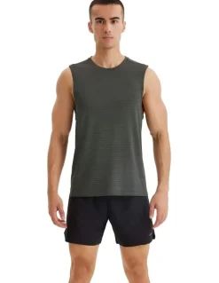 Decathlon 500 Comfort Seamless Running Tank Top in Smoky Green