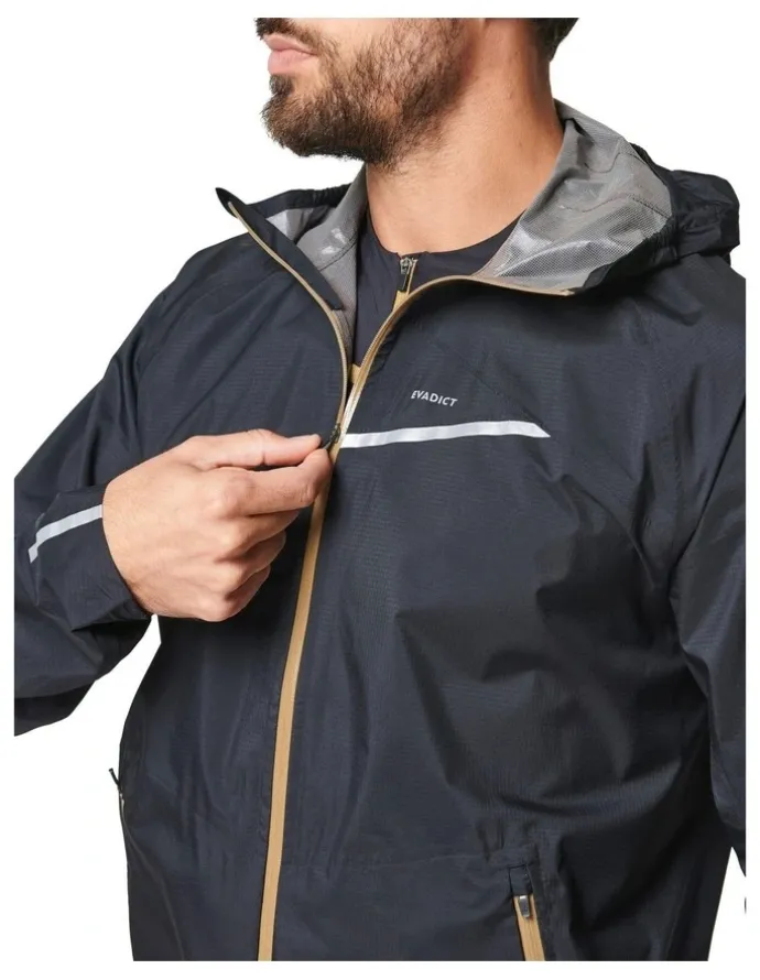 Decathlon Trail Running Waterproof Jacket in Black