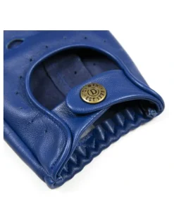 Dents Fingerless Leather Driving Gloves in Royal Blue