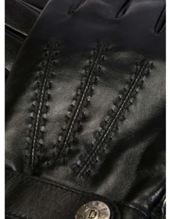 Dents Henley Wool Blend Leather Gloves in Black
