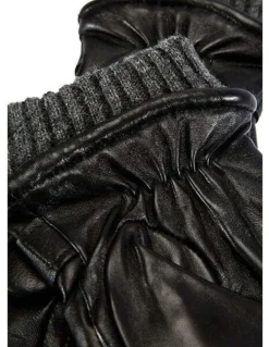 Dents Henley Wool Blend Leather Gloves in Black