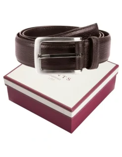 Dents Lined Leather Sleek Belt with Gift Box in Brown