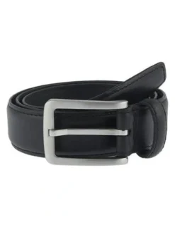 Dents Lined Leather Sleek Belt with Gift Box in Black