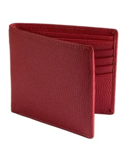 Dents Pebble Grain Billfold Wallet in Ruby