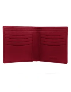 Dents Pebble Grain Billfold Wallet in Ruby
