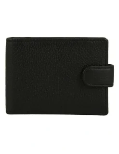 Dents Pebble Grain Leather Card Holder with RFID Blocking and Tab in Black