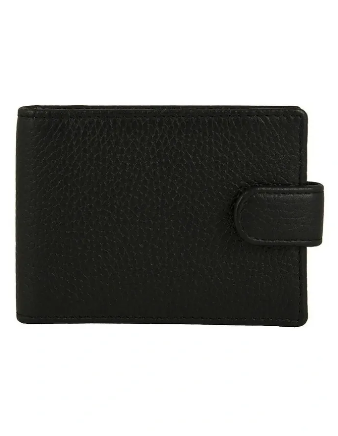 Dents Pebble Grain Leather Card Holder with RFID Blocking and Tab in Black