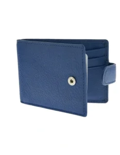Dents Pebble Grain Leather Card Holder with RFID Blocking and Tab in Blue