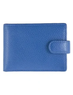 Dents Pebble Grain Leather Card Holder with RFID Blocking and Tab in Blue