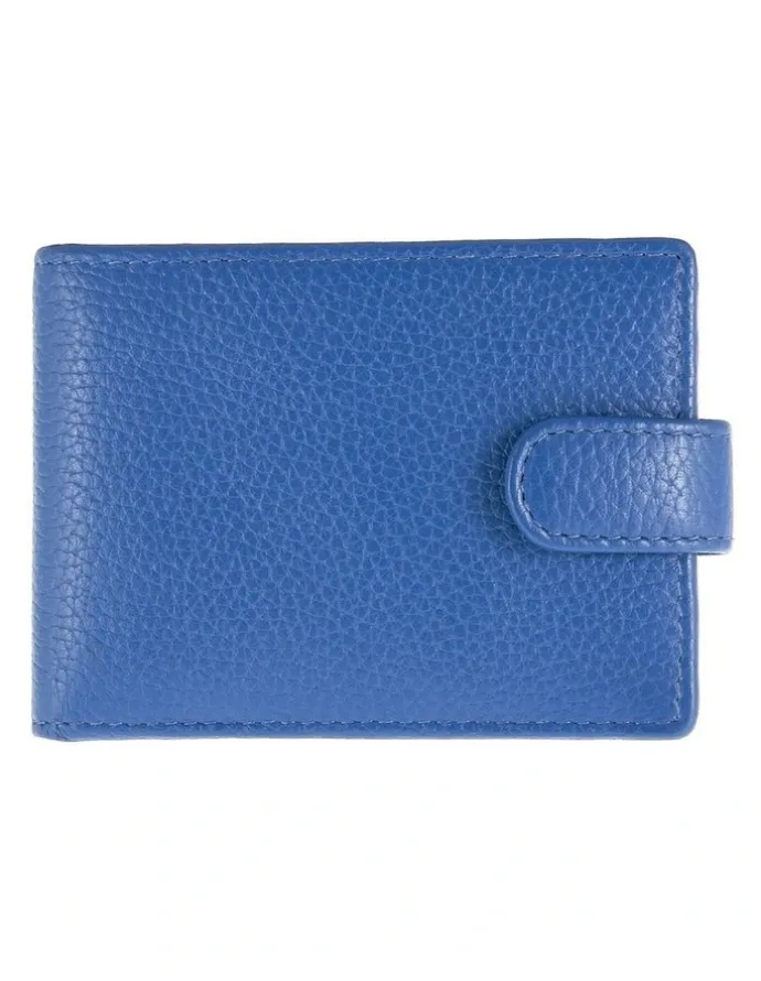 Dents Pebble Grain Leather Card Holder with RFID Blocking and Tab in Blue