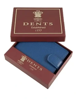 Dents Pebble Grain Leather Card Holder with RFID Blocking and Tab in Blue