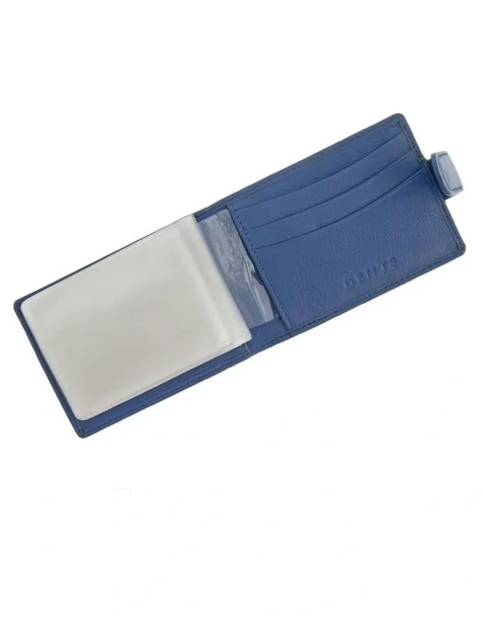 Dents Pebble Grain Leather Card Holder with RFID Blocking and Tab in Blue