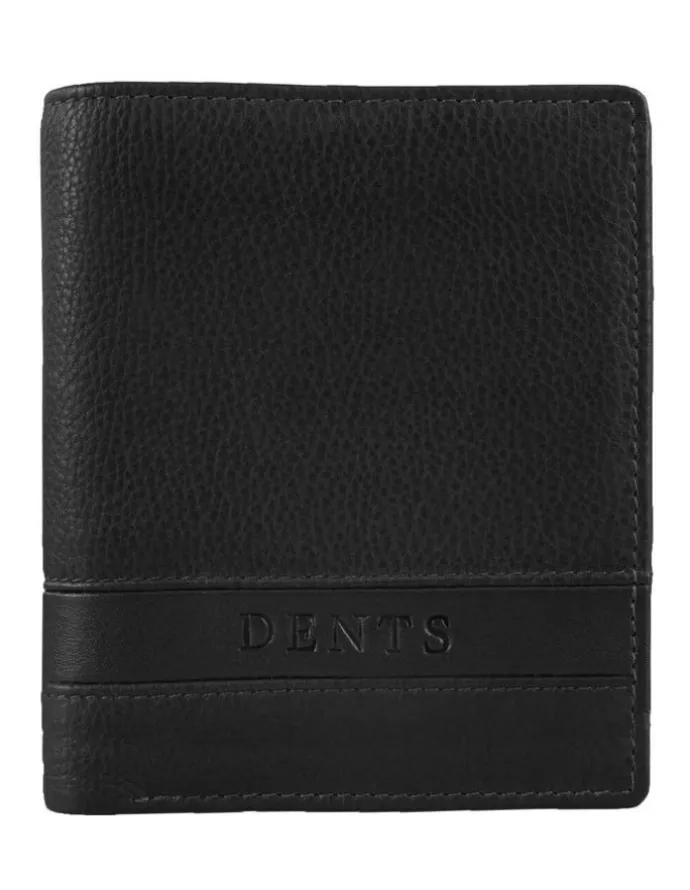 Dents Pebble Grain Leather Bifold Wallet with RFID Blocking and Zipped Pocket in Black