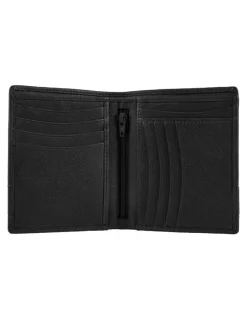 Dents Pebble Grain Leather Bifold Wallet with RFID Blocking and Zipped Pocket in Black