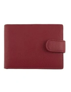 Dents Pebble Grain Leather Card Holder with RFID Blocking and Tab in Berry