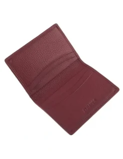 Dents Pebble Grain Leather Card Holder with RFID Blocking in Berry