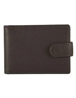Dents Pebble Grain Leather Card Holder with RFID Blocking and Tab in Chocolate