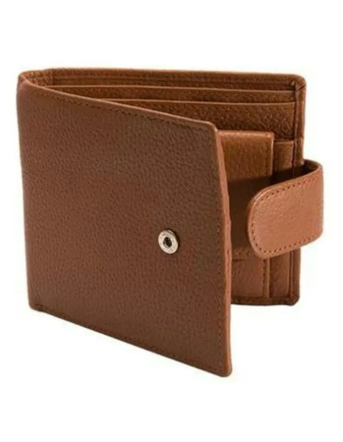 Dents Pebble Grain Leather Bifold Wallet in Cognac