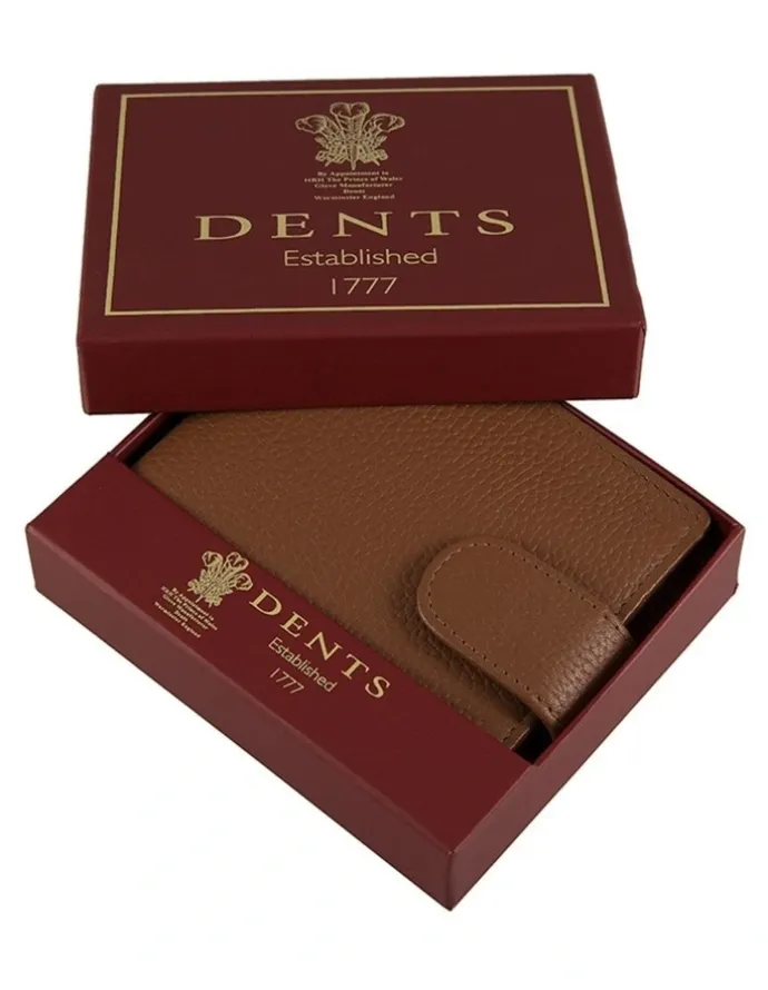 Dents Pebble Grain Leather Bifold Wallet in Cognac