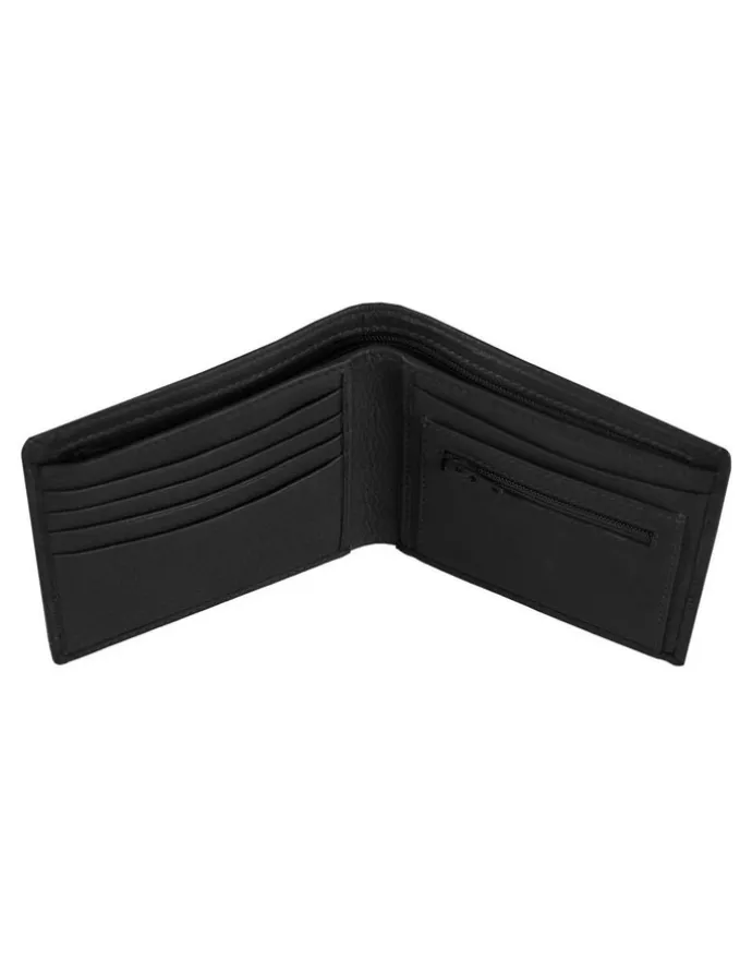 Dents Pebble Grain Leather Bifold Wallet with RFID Blocking and Coin Purse in Black