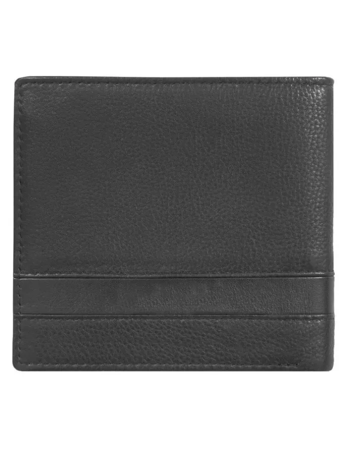Dents Pebble Grain Leather Bifold Wallet with RFID Blocking and Coin Purse in Black
